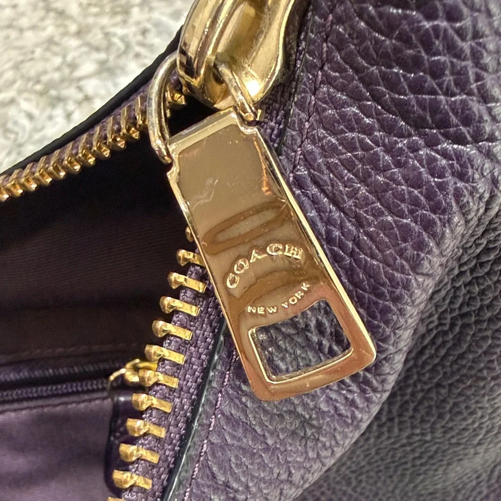Coach Dark Purple Leather Hobo Bag - Picture 5 of 9